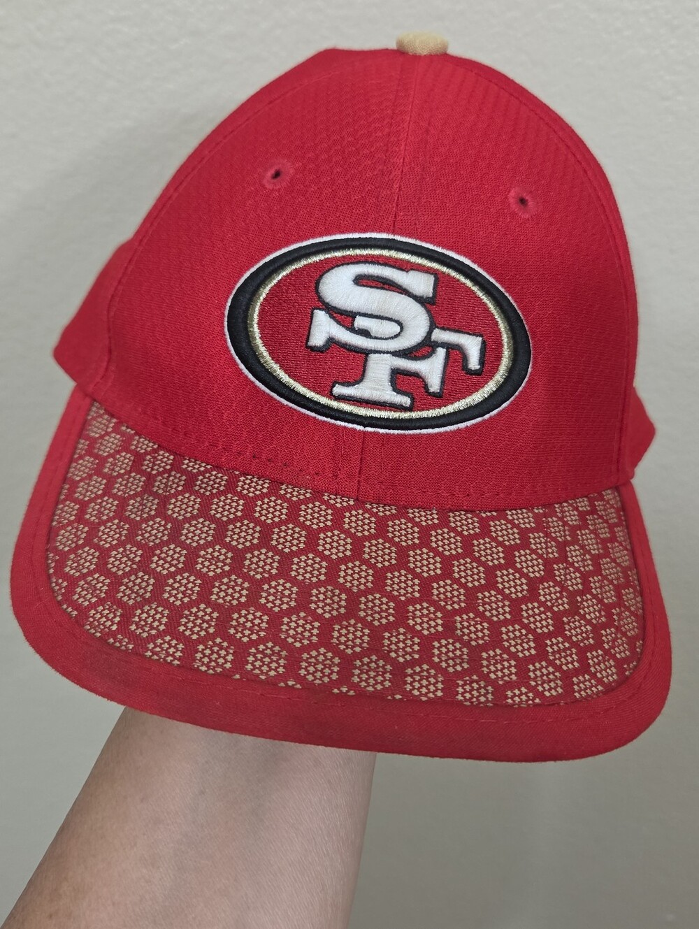New Era Red Kids SF Logo Cap with Patterned Visor